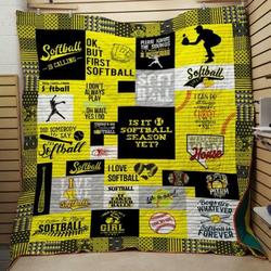 Love My Girl Softball Quilt Blanket  Quilt