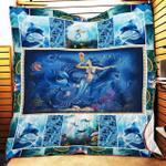 mermaid with dolphins quilt d2423790