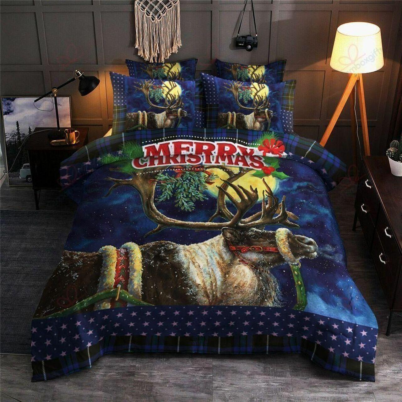 Merry Christmas Deer 3D Amazing Christmas Bedroom Decor Duvet Cover Bedding Set With Pillowcase Meaningful Gift For Friend Holiday Season Christmas Gift merry christmas deer 3d bedding set bedroom decor d2231889
