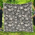 monochrome skull flowers cl17100379mdq quilt blanket d2483018