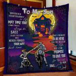 motorcycle biker to my son halloween quilt blanket d2448880