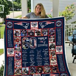 New England Patriots 60 Years Quilt Blanket
