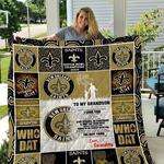new orleans saints to my grandson love grandmom quilt blanket d2418612