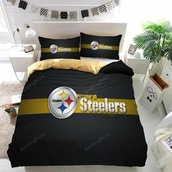 Nfl Pittsburgh Steelers Football Team Logo Bedding Set Duvet Cover With Pillowcase Home Decor Gift For NFL Lovers