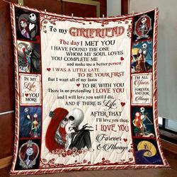 Nightmare Before Christmas Jack And Sally - To My Girlfriend I Love You Quilt Blanket W120811