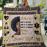 nurse black girl with afro shes black shes a queen shes a nurse quilt blanket great customized 0