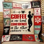 nurse life coffee in one hand confidence in the other quilt blanket great customized gifts for 0