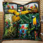 parrot in tropical jungle quilt blanket great customized gifts for birthday christmas 0