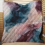 pastel plum deep blue blush and gold abstract painting throw quilt blanket d2418370