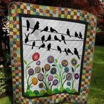 perching bird on wire quilt blanket quilt d2417663