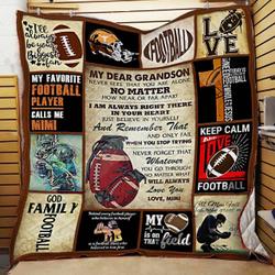 Personalized American Football To My Grandson From Grandma Never Feel That You Are Alone Quilt Blanket Great Customized Gifts For Birthday Christmas Thanksgiving