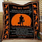 personalized american football to my son from dad never feel that you are alone quilt blanket 0