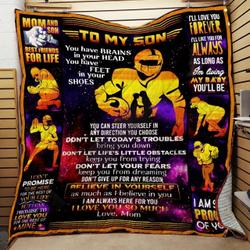 Personalized American Football To My Son From Mom I Am Always Here For You Quilt Blanket Great Customized Gifts For Birthday Christmas Thanksgiving