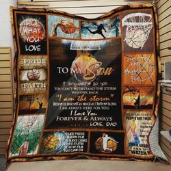 Personalized Basketball To My Son Quilt Blanket From Dad I Am Always Here For You Great Customized Blanket Gifts For Birthday Christmas Thanksgiving