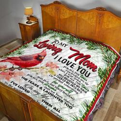 Personalized Cardinal Family To My Loving Mom From Kids I Love You For All The Times Quilt Meaningful Gifts For Mom Great Customized Gifts For Birthday Christmas Thanksgiving MotherS Day