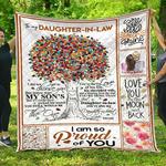 personalized colorful tree family to my daughter in law quilt blanket from mom love you to the 0