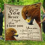 personalized eagle to my son from mom dad never forget that i love you quilt blanket great d2454309