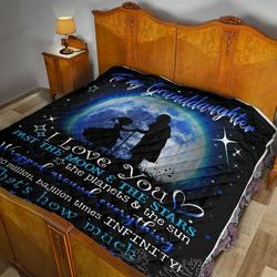 Personalized Family From Grandma To My Granddaughter I Love You Past The Moon Quilt Meaningful Gifts For Her Great Customized Gifts For Birthday Christmas Graduation