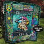 personalized february hippie girl quilt blanket great customized blanket gifts for birthday 0