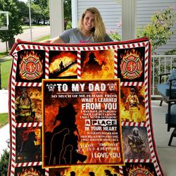 Personalized Firefighter Family To My Dad Quilt Blanket Thank You For The Love And Support Great Customized Blanket Gifts For Birthday Christmas Thanksgiving