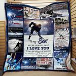 personalized ice hockey to my son from dad never forget that i love you quilt blanket great 0