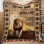 personalized lion to my son from dad i want you to believe quilt blanket great customized gifts 0