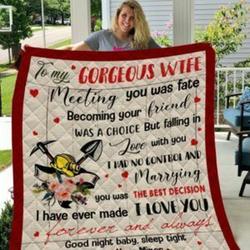Personalized Miner To My Gorgeous Wife From Husband Meeting You Was Fate Quilt Meaningful Gifts For Mom Great Customized Gifts For Birthday Christmas Thanksgiving MotherS Day