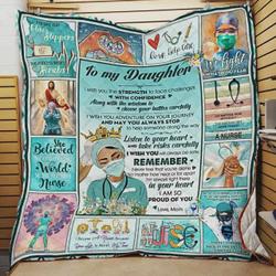 Personalized Nurse To My Daughter Quilt Blanket From Mom I Am So Proud Of You Great Customized Blanket Gifts For Birthday Christmas Thanksgiving