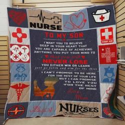 Personalized Nurse To My Son Quilt Blanket From Mom I Want You To Believe Deep In Your Heart Great Customized Blanket Gifts For Birthday Christmas Thanksgiving