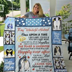 Personalized Penguin To My Husband Quilt Blanket From Wife I Love You Forever And Always Great Customized Blanket Gifts For Birthday Christmas Thanksgiving