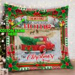 personalized red truck all roads lead home for christmas quilt blanket d2450448