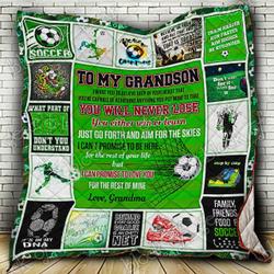 Personalized Soccer To My Grandson Quilt Blanket From Grandma I Can Promise To Love You For The Rest Of Mine Great Customized Blanket Gifts For Birthday Christmas Thanksgiving