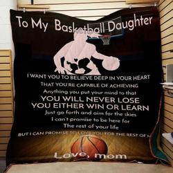 Personalized To My Basketball Daughter Quilt Blanket From Mom I Can Promise To Love You For The Rest Of Mine Great Customized Blanket Gifts For Birthday Christmas Thanksgiving