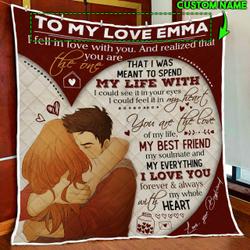 Personalized To My Girlfriend, You Are The Love Of My Life Custom Text Quilt Blanket
