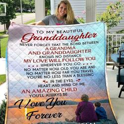 Personalized To My Granddaughter From Grandma The Bond Between Grandma And Granddaughter Quilt Meaningful Gifts For Her Great Customized Gifts For Birthday Christmas Graduation