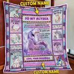 personalized to my granddaughter unicorn magic love grandma quilt blanket d2448285