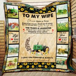 Personalized Tractor And Sunflower To My Wife From Husband I Love You To The Moon Quilt Great Customized Gifts For Birthday Christmas Thanksgiving MotherS Day
