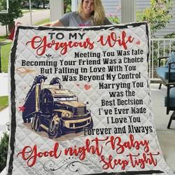 Personalized Truck To My Wife Quilt Blanket I Love You Forever And Always Great Customized Blanket Gifts For Birthday Christmas Thanksgiving
