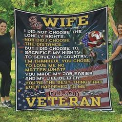 Personalized Veteran To My Wife Quilt Blanket From Husband You Are The Best Thing That Ever Happened To Me Great Customized Blanket Gifts For Birthday Christmas Thanksgiving