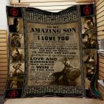 personalized warrior to my amazing son from dad always remember how much i love you quilt blanket 0