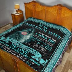 Personalized Wolf And Flower To My Wife From Husband How Much You Mean To Me Quilt Great Customized Gifts For Birthday Christmas Thanksgiving MotherS Day