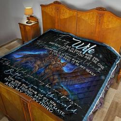 Personalized Wolf Couple To My Wife From Husband I Fell In Love With You Quilt Great Customized Gifts For Birthday Christmas Thanksgiving MotherS Day