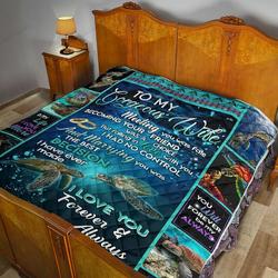 Personalzed Sea Turtle Couple To My Gorgeous Wife From Husband Forever Be My Always Quilt Great Customized Gifts For Birthday Christmas Thanksgiving MotherS Day