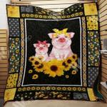 pigs with sunflower quilt blanket great customized blanket gifts for birthday christmas 0