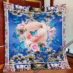 pink pig and flower quilt blanket d2448653