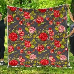 Pink Red Rose Floral Hur Quilt