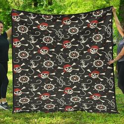 Pirate Skull Cl12100534Mdq Quilt Blanket