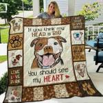 pitbull if you think my head is big you should see my heart quilt blanket great customized 0
