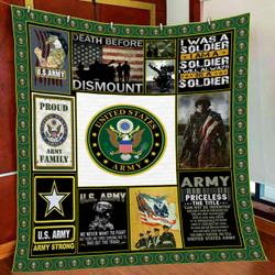 Proud US Army Death Before Dismount | Veteran Quilt | US Military Blanket Quilt | Gift for Veteran