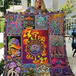 psychedelic trippy mushroom into the forest i go to lose my mind and find my soul quilt blanket 0